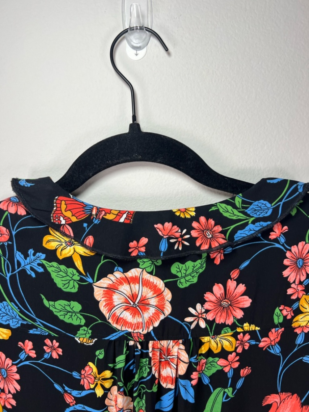 Anthropologie Maeve Bloedel Floral Dress Black Short Sleeves V-Neck Pockets Sz 0 - Picture 10 of 16